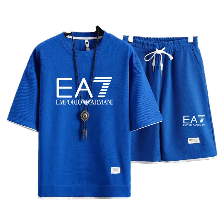 طقم رجالي من قطعتين على شكل حرف T ملابس  . Men's 2 Piece T-Shirt Set Summer Vacation