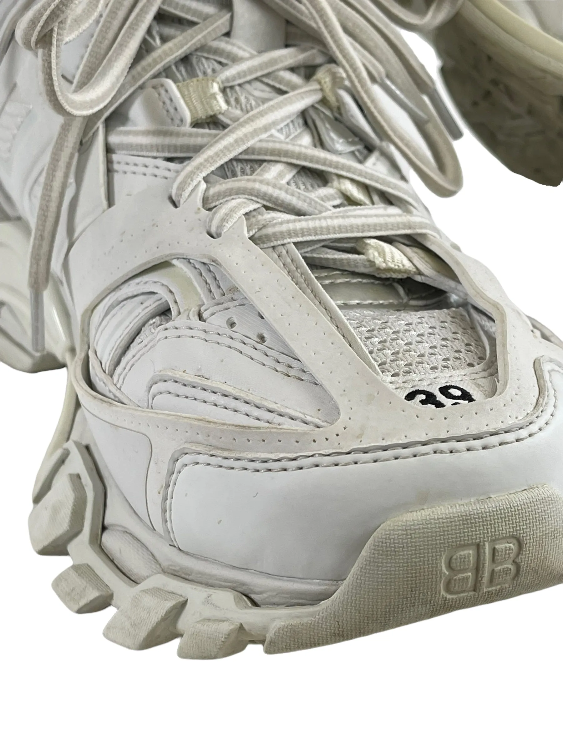 Balenciaga White Leather ‘Track’ Trainers - UK6