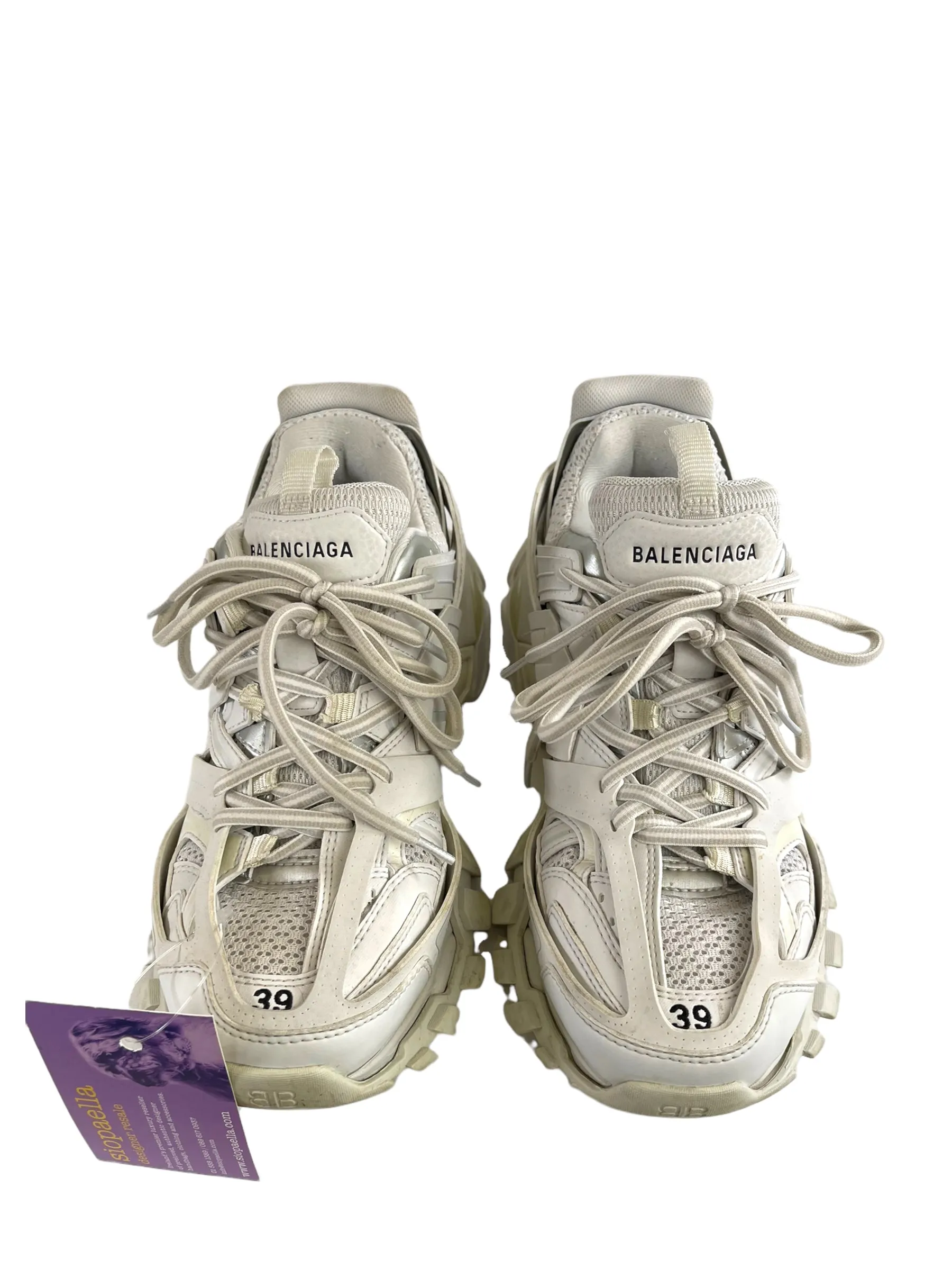 Balenciaga White Leather ‘Track’ Trainers - UK6