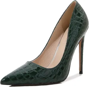 bbruriy Women's Fashion Pointed Toe High Heel French Embossed Pumps Sexy Slip on Stiletto Party Evening Dress Career Office Shoes
