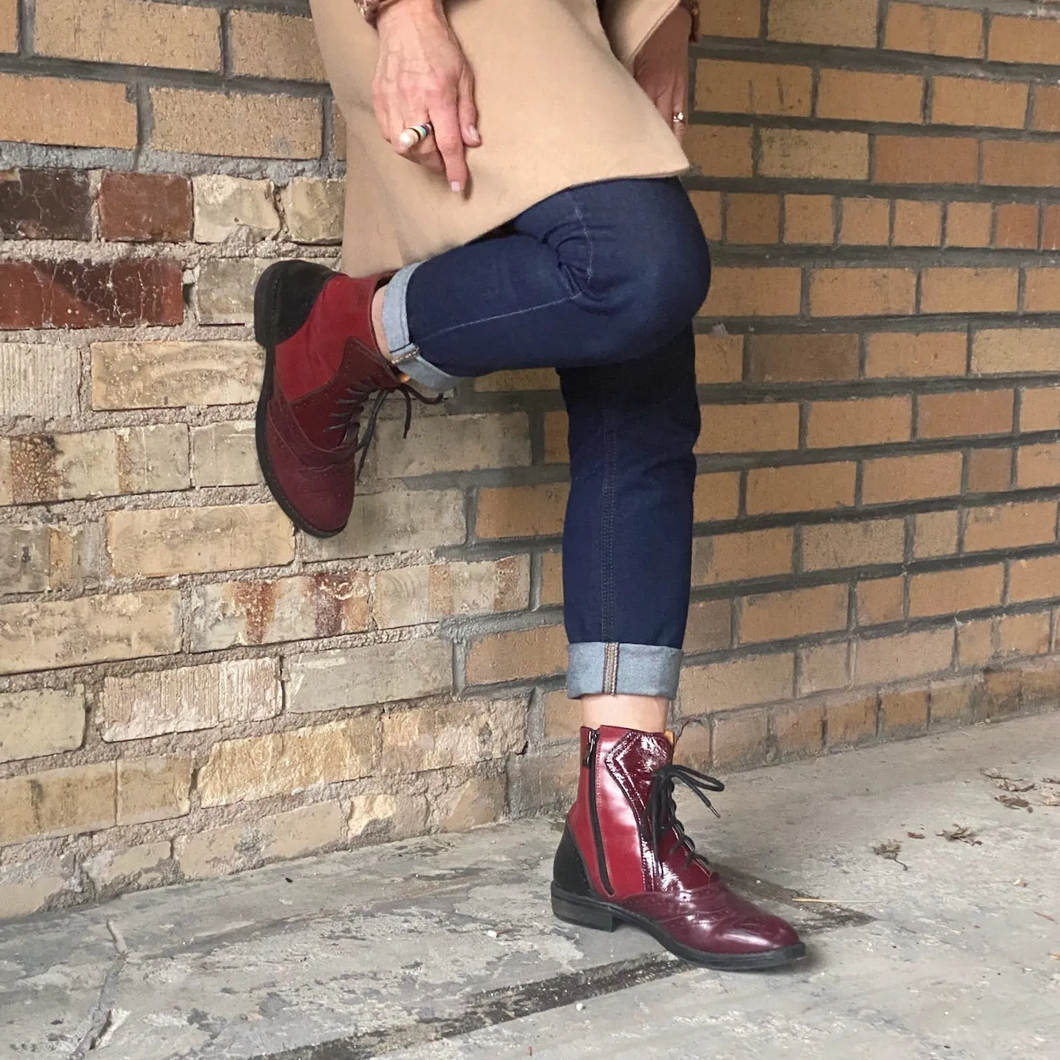 Brick Lane Boots - Claret & Red & Black