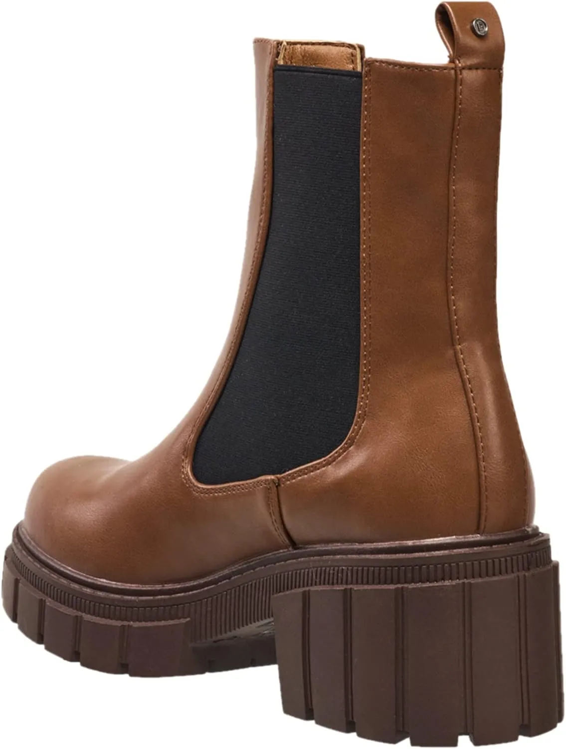 French Connection Women's Montana Ankle Booties Mid Heel Comfortable Work Fall Winter Pull On Fashion Shoes Heeled Chelsea Boots for Women with Elastic Side Detail