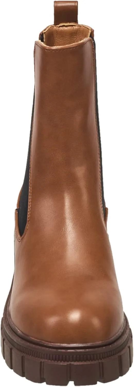French Connection Women's Montana Ankle Booties Mid Heel Comfortable Work Fall Winter Pull On Fashion Shoes Heeled Chelsea Boots for Women with Elastic Side Detail