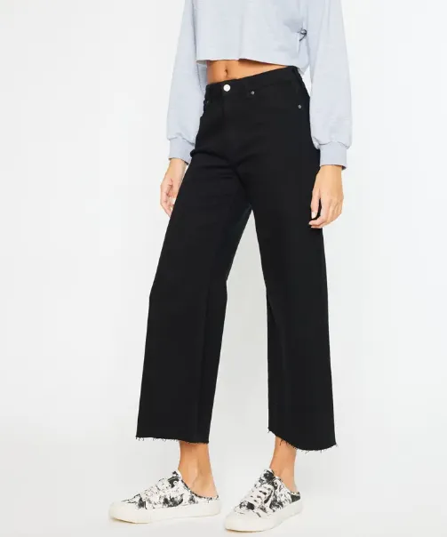 High Rise Wide Leg Jeans - Black - FINAL SALE