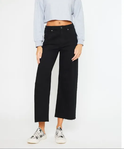 High Rise Wide Leg Jeans - Black - FINAL SALE