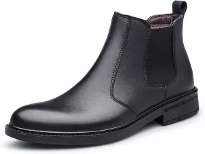 HOOENG Chelsea Boots for Men Elastic Bandage Vegan Leather Wearable Waterproof Slip on Anti-Slip Non Slip Casual Dress (Color : Black, Size : 10.5)