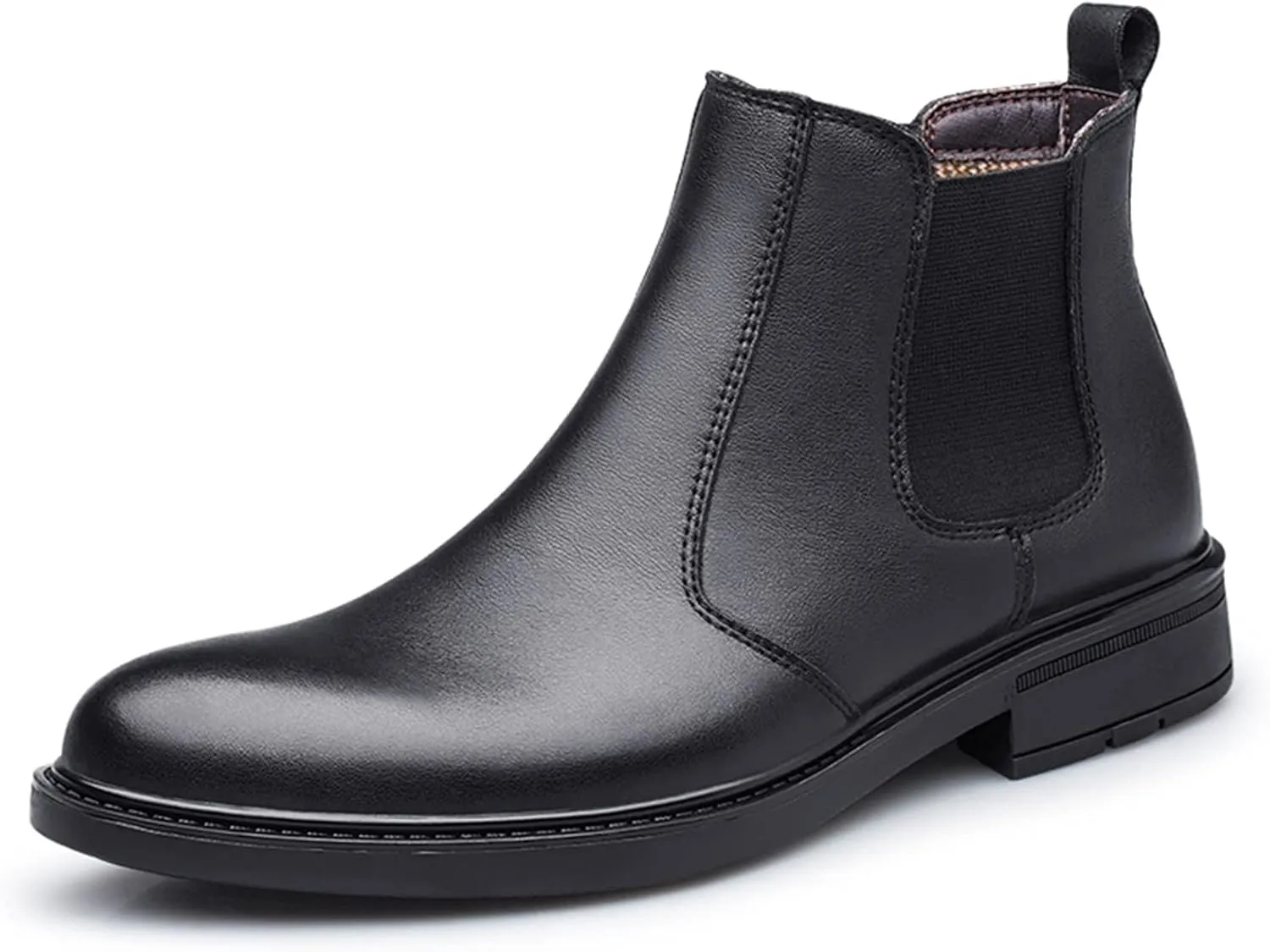HOOENG Chelsea Boots for Men Elastic Bandage Vegan Leather Wearable Waterproof Slip on Anti-Slip Non Slip Casual Dress (Color : Black, Size : 8.5)