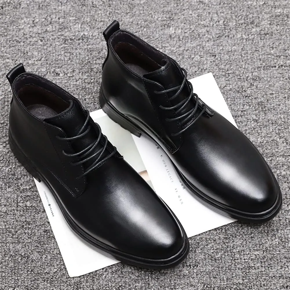 Lace Up Round Toe Boots For Men Derby Cowhide Leather Waterproof Wearable Dress Classic