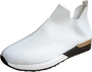 Lausiuoe Shoes For Women Slip On Sneakers Wide,Womens Walking Shoes Lightweight Running Shoes Womens Tennis Shoes Non Slip Breathable Mesh Air Cushion Sneakers for Gym Workout Sports