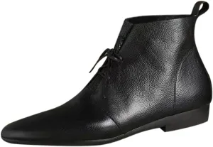 Low Heel Pointed Toe Lace Up Chukka Ankle Boots Flats Fall Winter Booties Casual Dress Shoes Slip On Walking Shoes