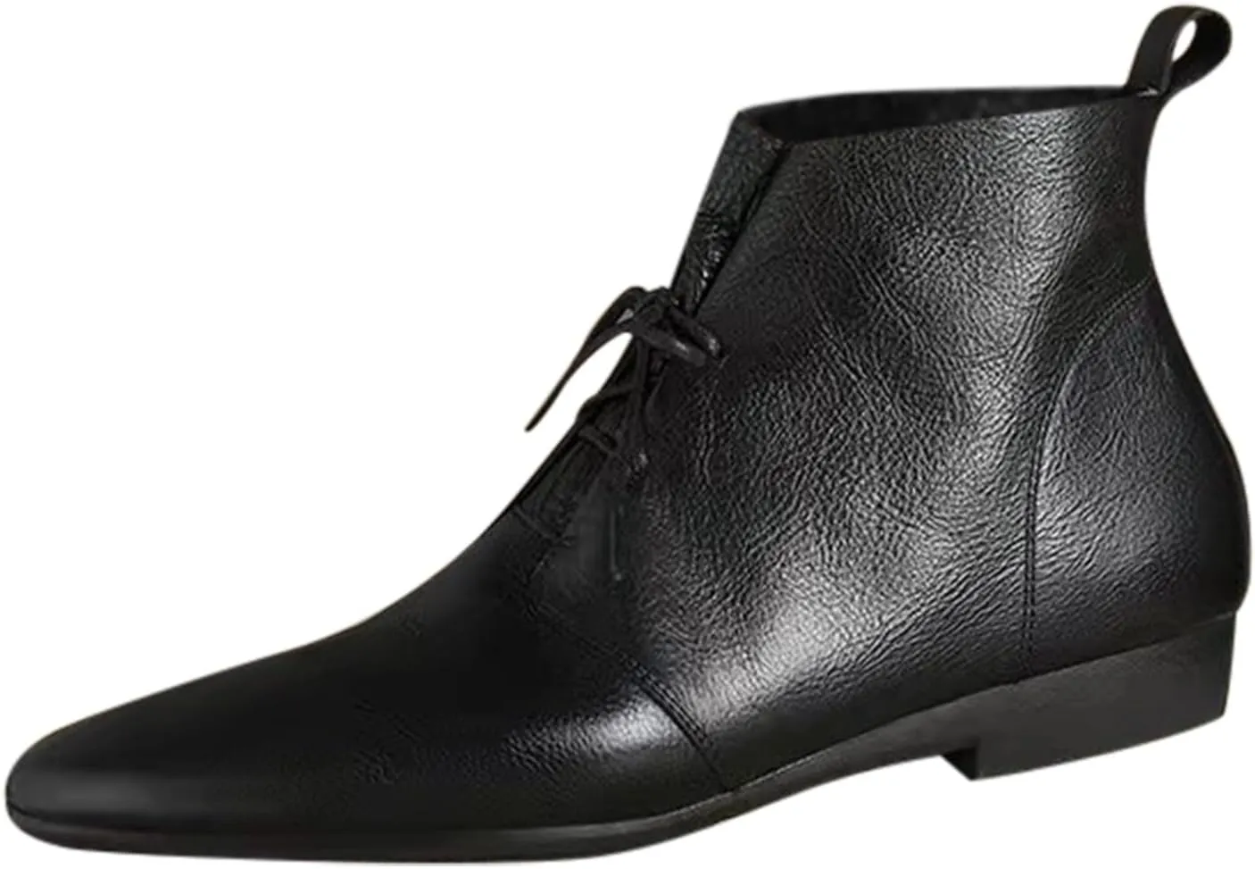 Low Heel Pointed Toe Lace Up Chukka Ankle Boots Flats Fall Winter Booties Casual Dress Shoes Slip On Walking Shoes