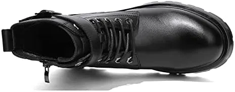 Men's Ankle Boots Slip Resistant Waterproof Derby Monk Belt Side Zip Cowhide Leather Vintage Dress