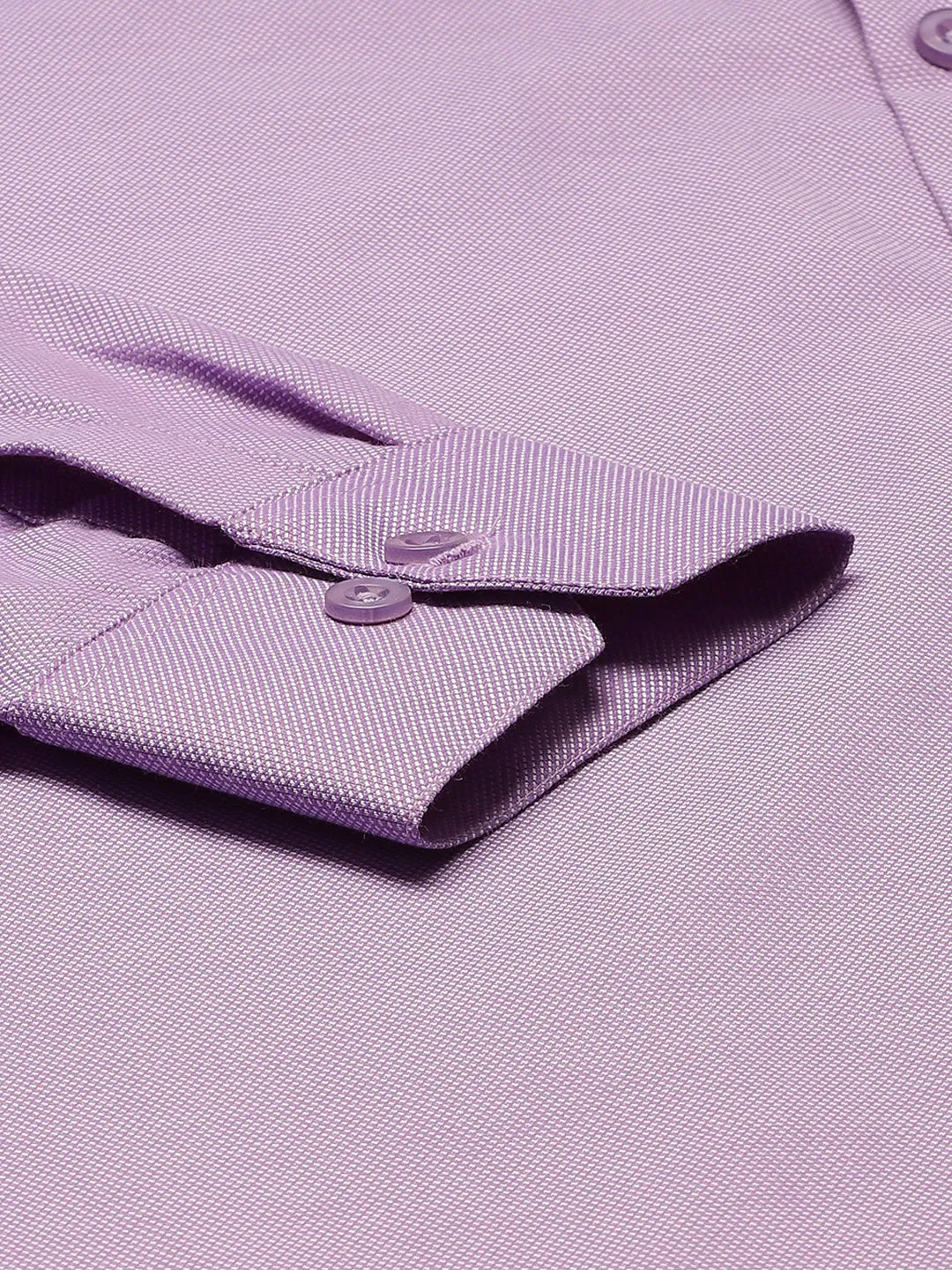 Men's Cotton Purple Self Design Classic Formal Shirt - Sojanya