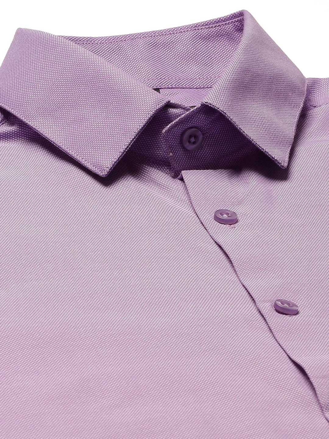 Men's Cotton Purple Self Design Classic Formal Shirt - Sojanya