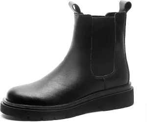 New Chelsea Boots For Men Elastic Bandage Mid Top Genuine Leather Slip On Non Anti-slip Wearable Waterproof Dress Slip On