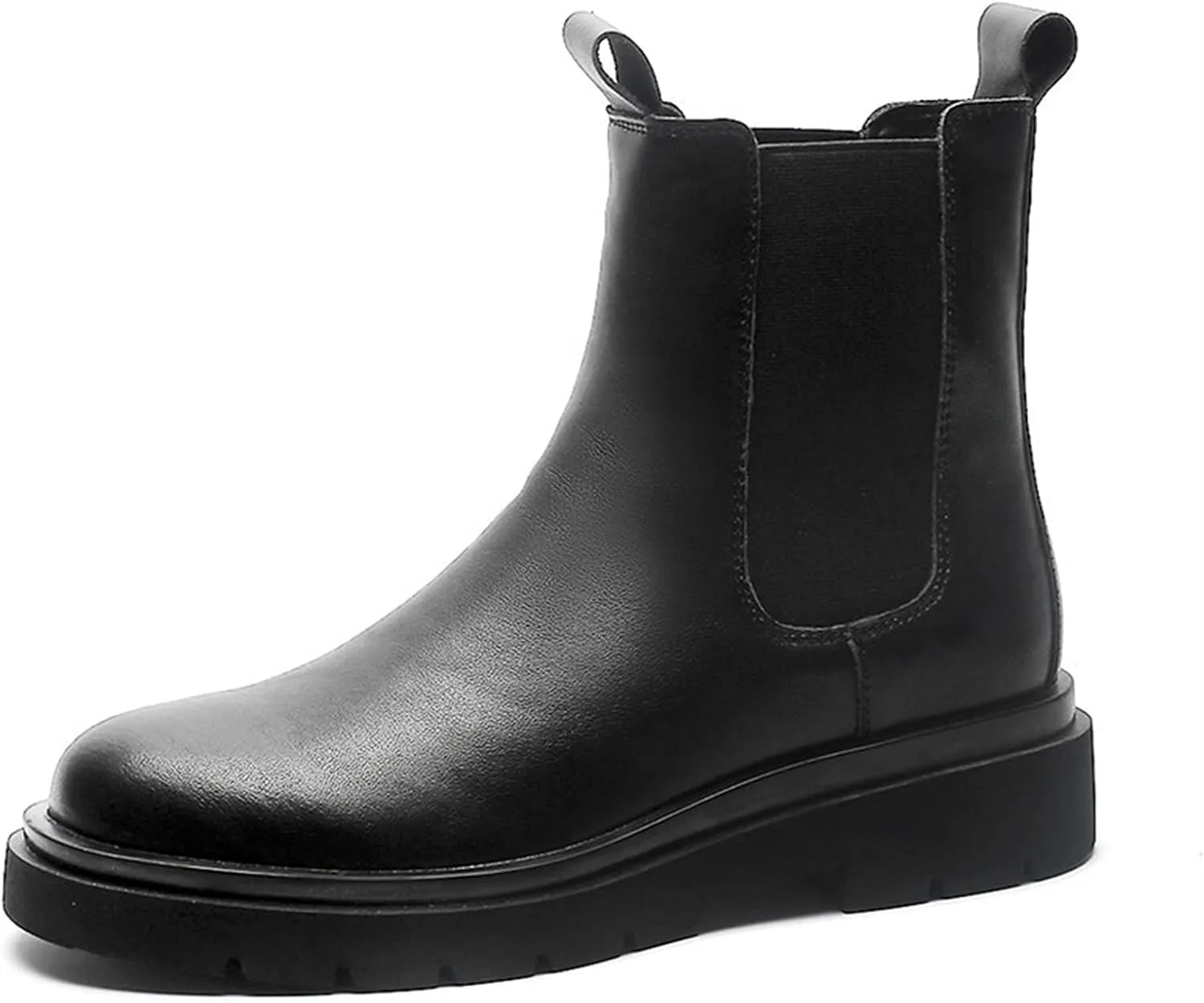 New Chelsea Boots For Men Elastic Bandage Mid Top Genuine Leather Slip On Non Anti-slip Wearable Waterproof Dress Slip On