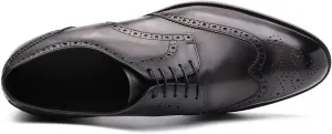 New Handmade Brogue Wingtips Oxfords for Men(Gray,9.5)