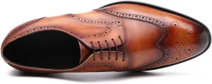 New Handmade Brogue Wingtips Oxfords for Men(Yellow Brown,6.5)