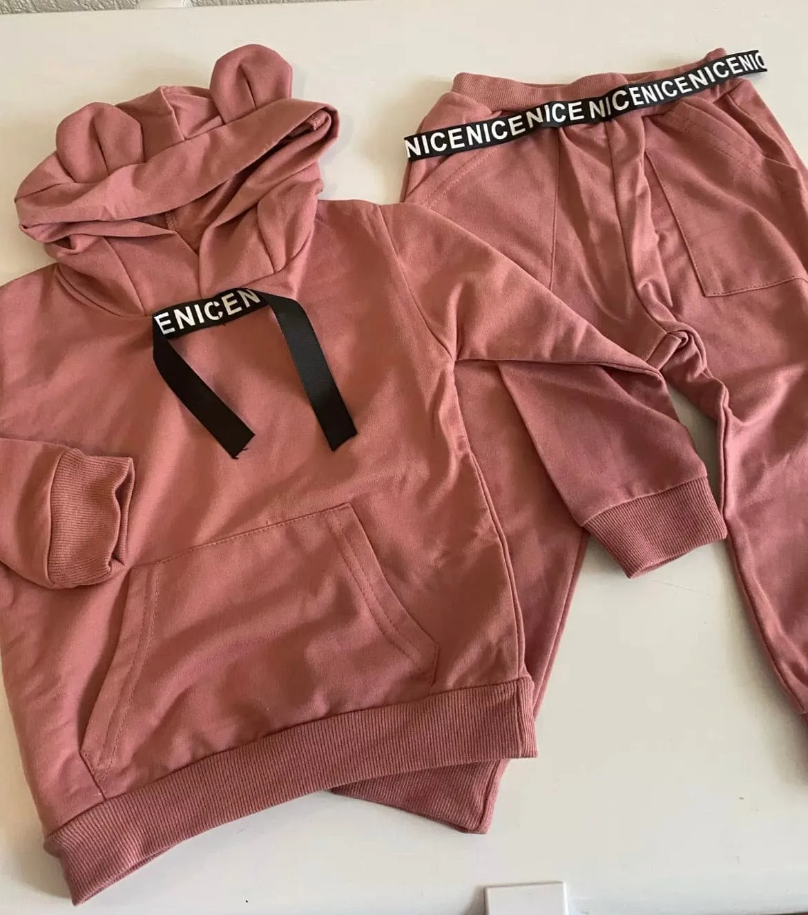 Nice Toddler Cotton Tracksuit Set - Rose