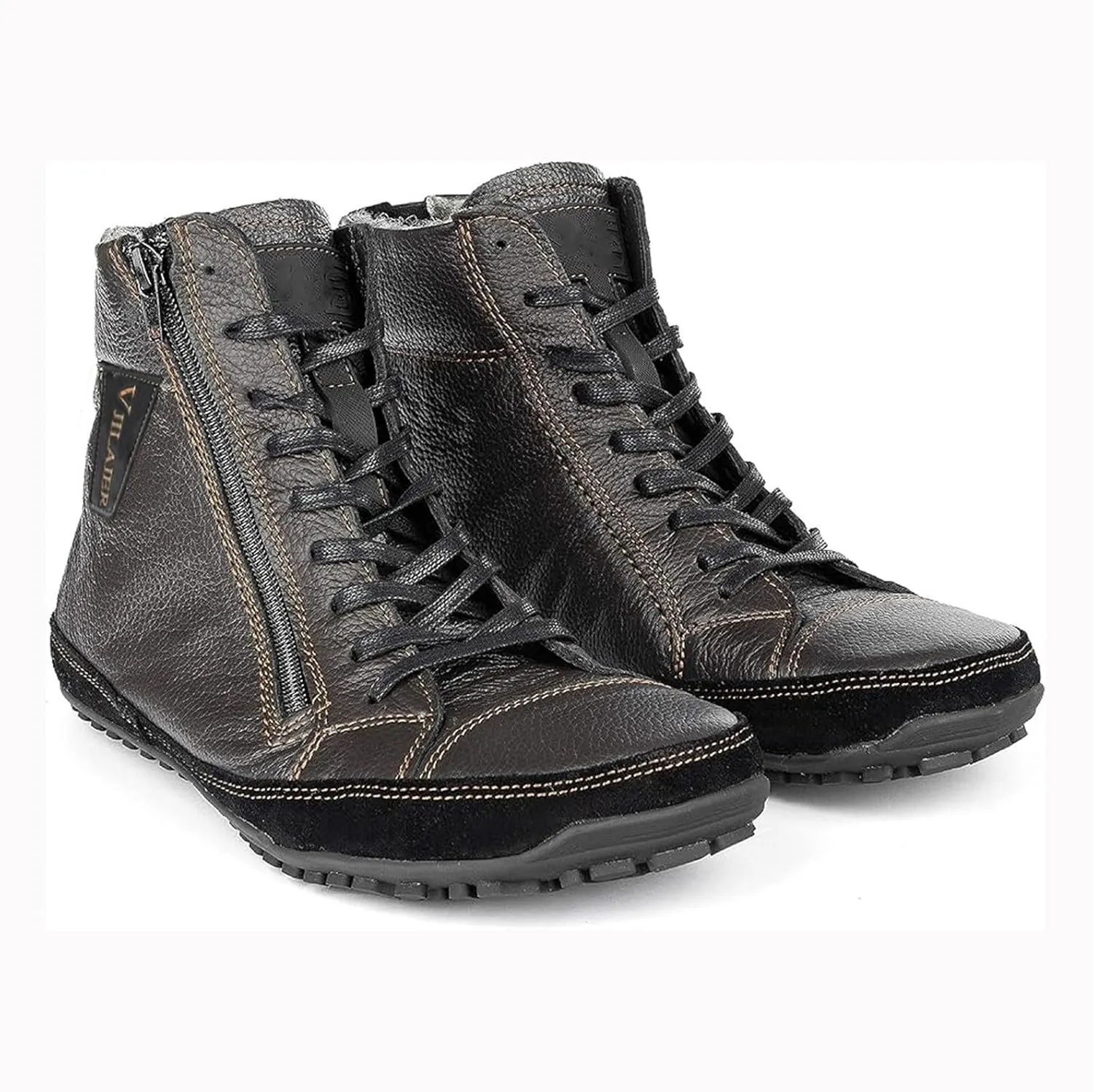 Non-Slip aterproof Fu Lined Barefoot Shoe Lac Up Snow Shoes for Men Winter Padded Warm Cold Weather Sneaker