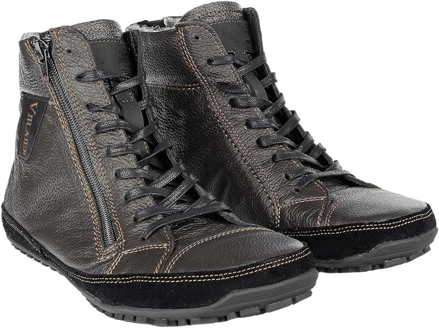 Non-Slip aterproof Fu Lined Barefoot Shoe Lac Up Snow Shoes for Men Winter Padded Warm Cold Weather Sneaker