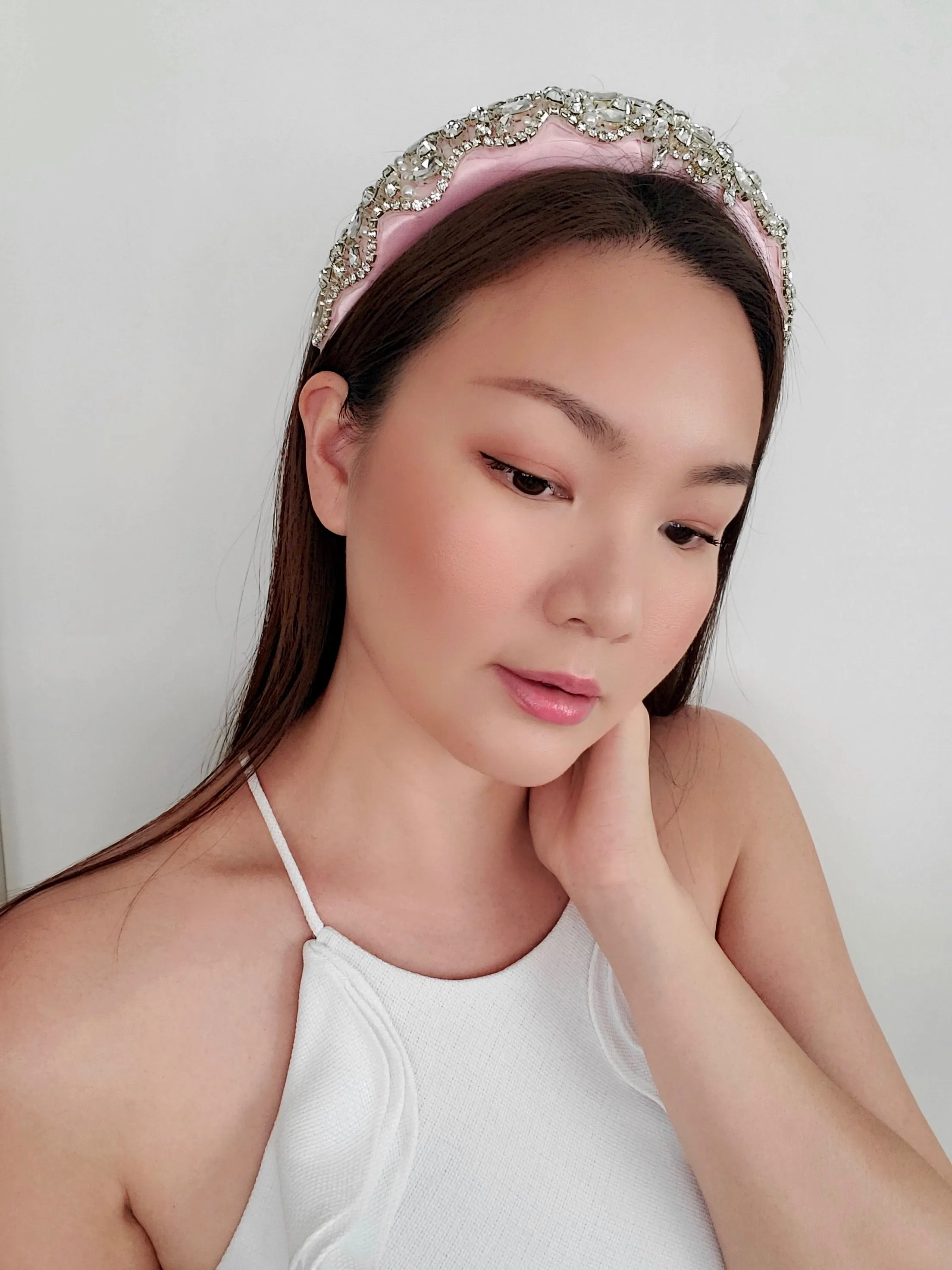 Pastel Pink Jewelled Crown Headband