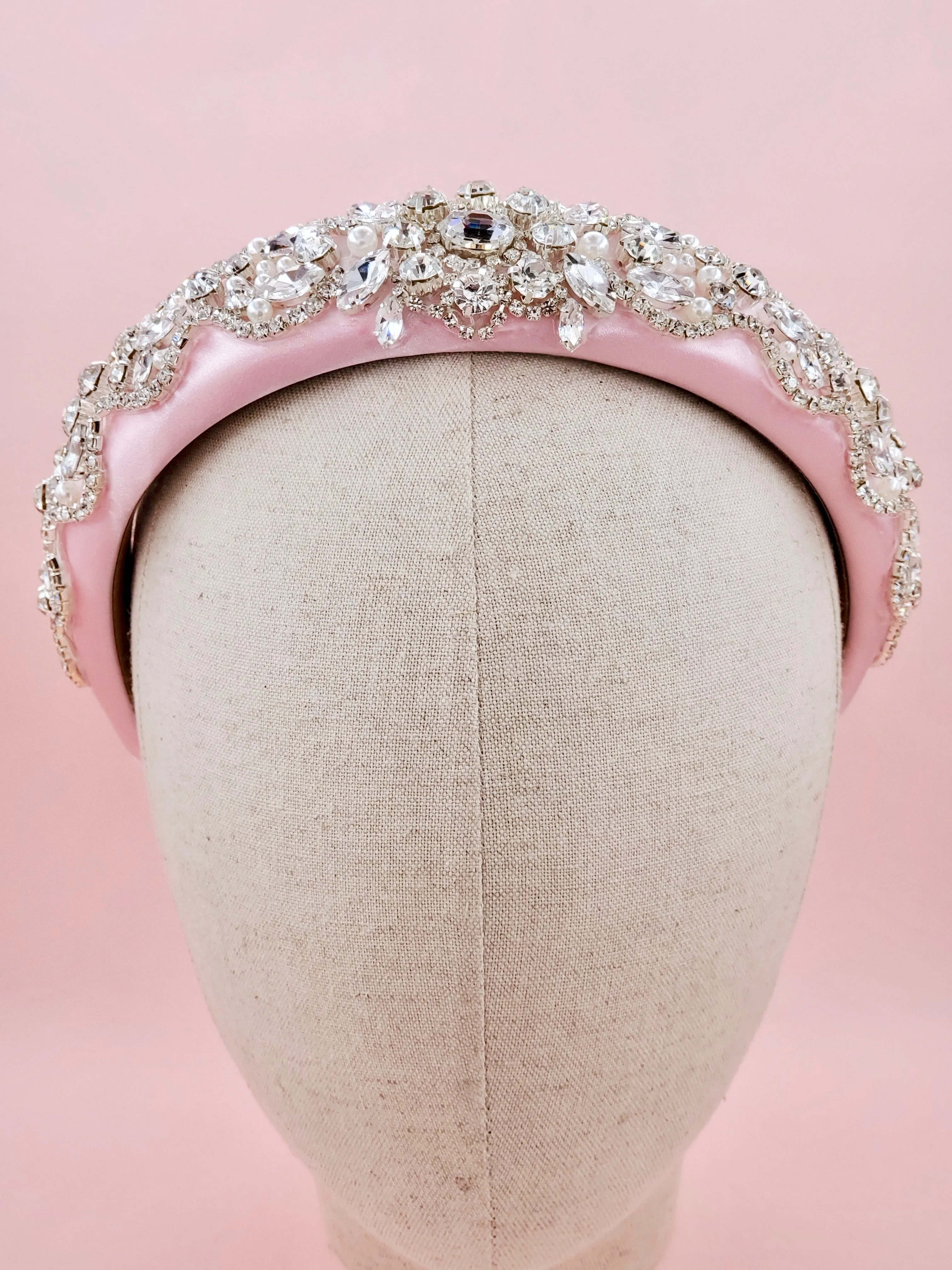 Pastel Pink Jewelled Crown Headband