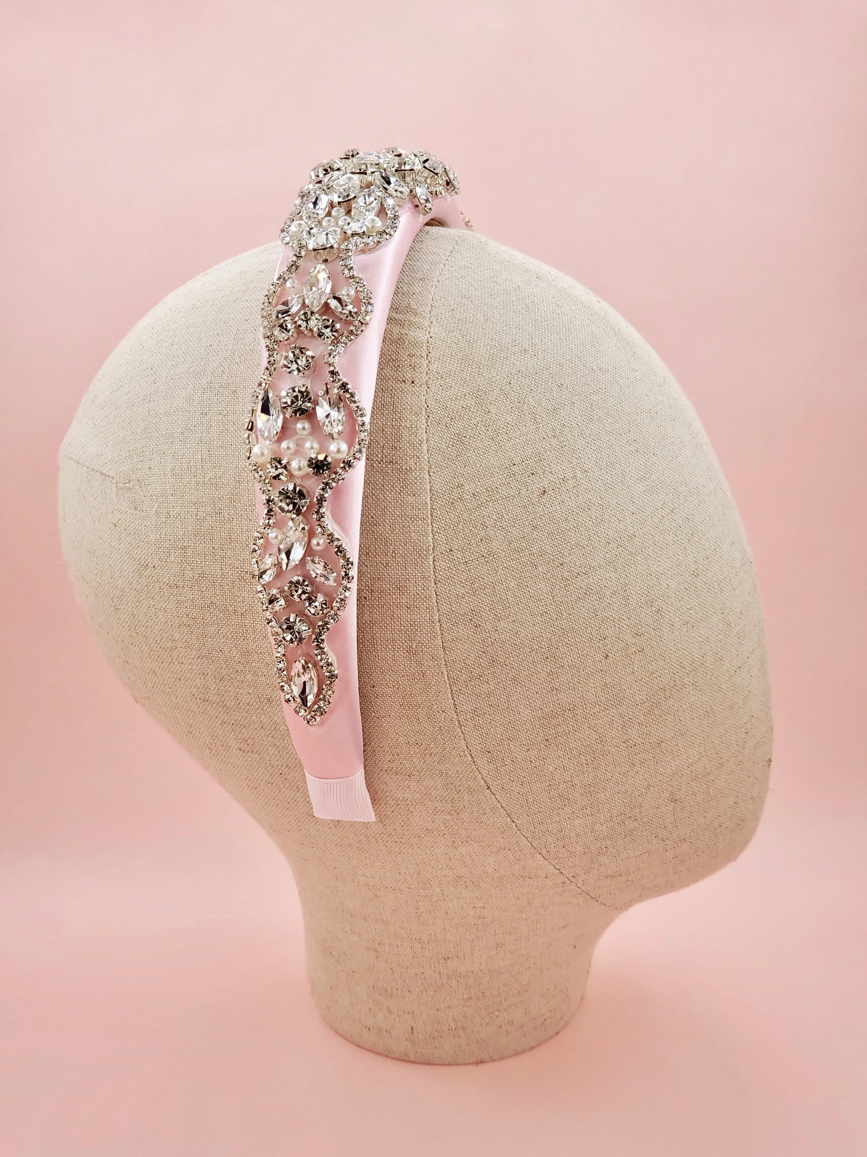 Pastel Pink Jewelled Crown Headband