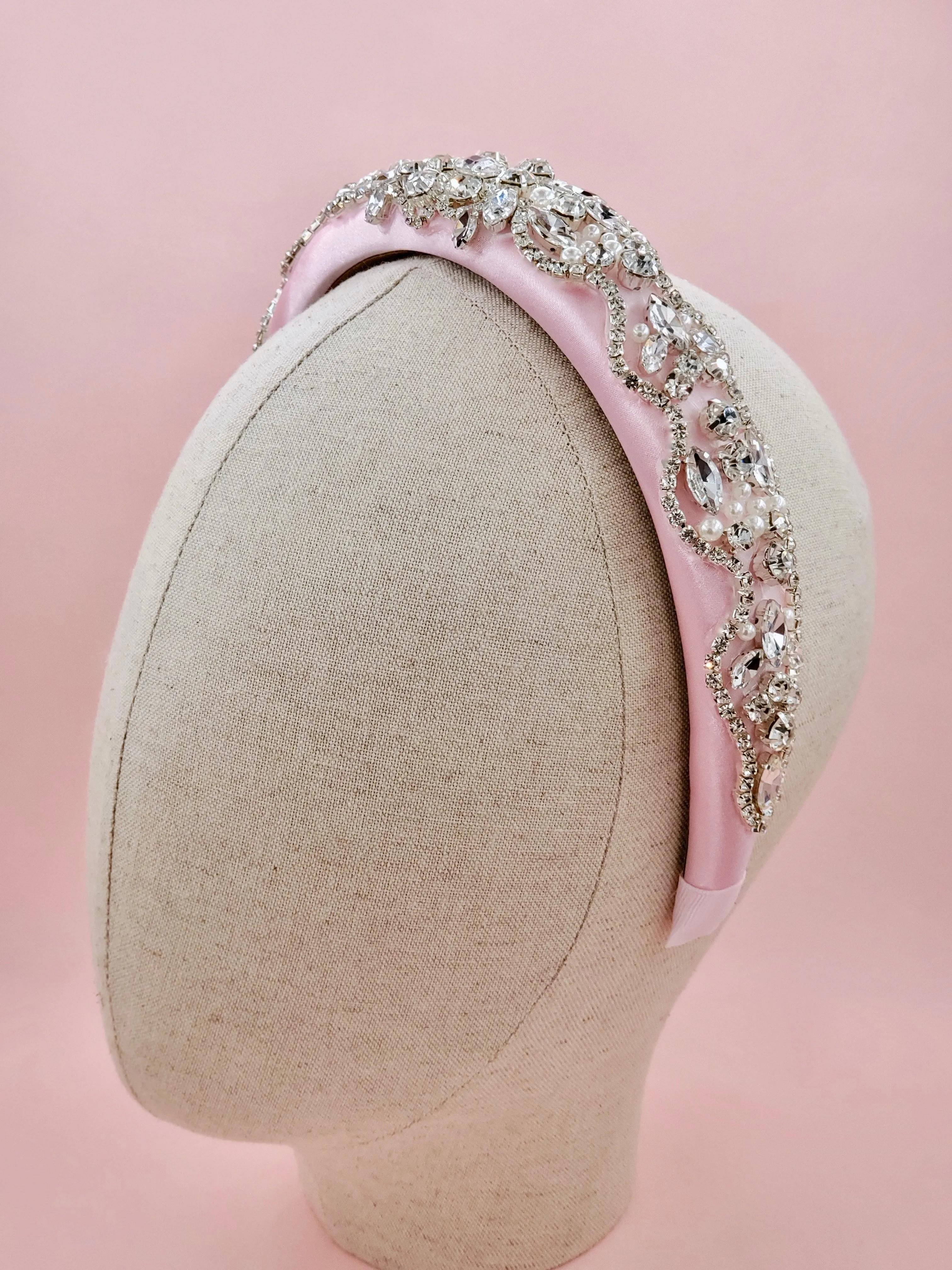 Pastel Pink Jewelled Crown Headband