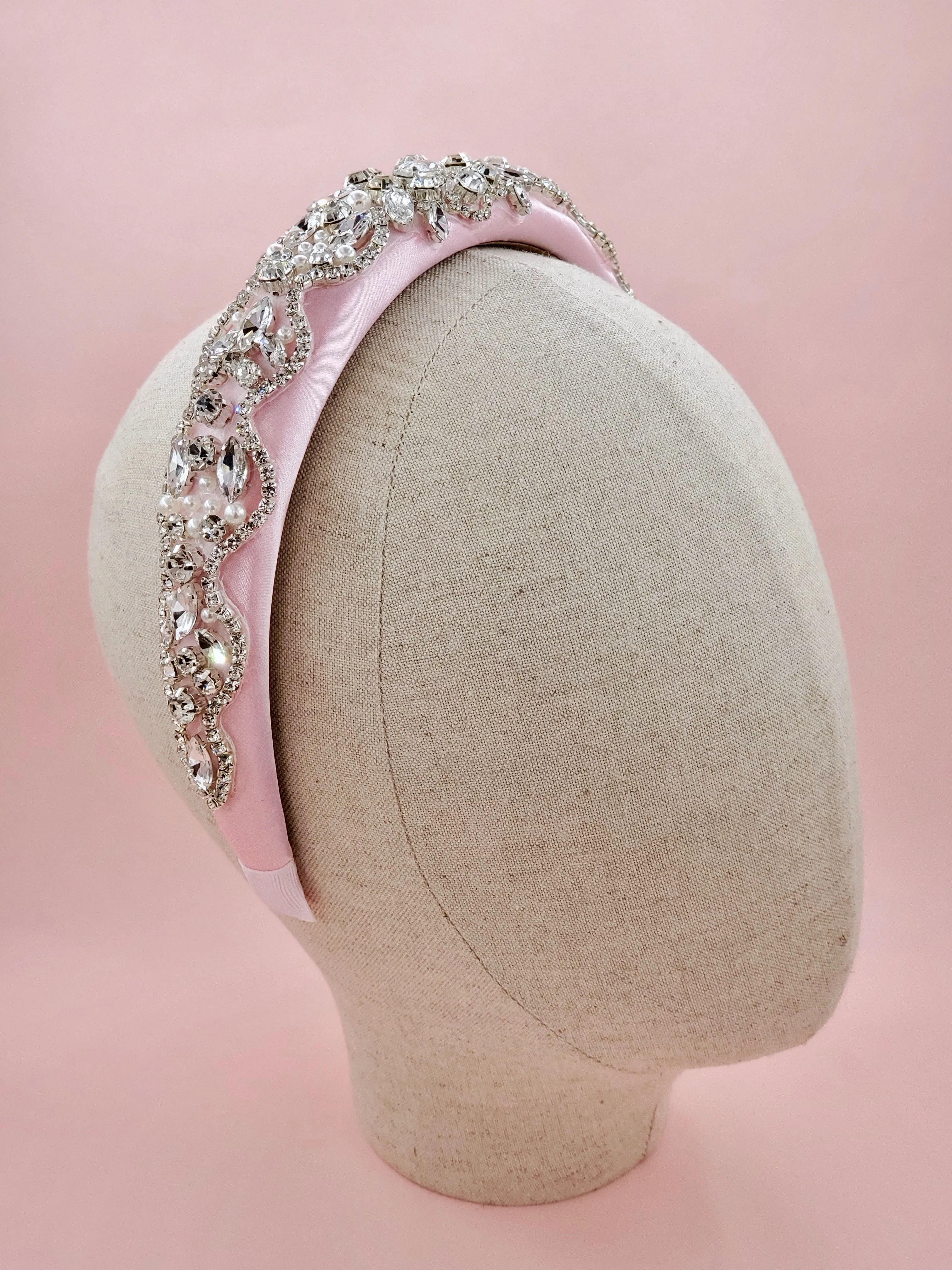 Pastel Pink Jewelled Crown Headband