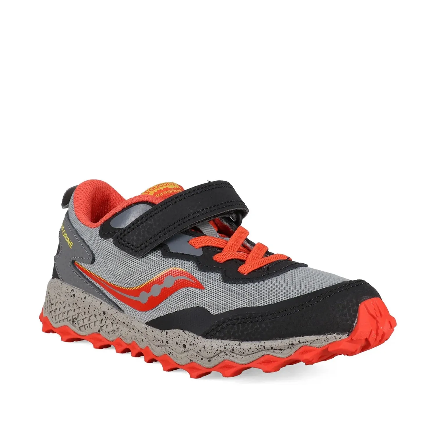 Saucony Kids' Peregrine KDZ A/C Shield in Grey/Red/Yellow