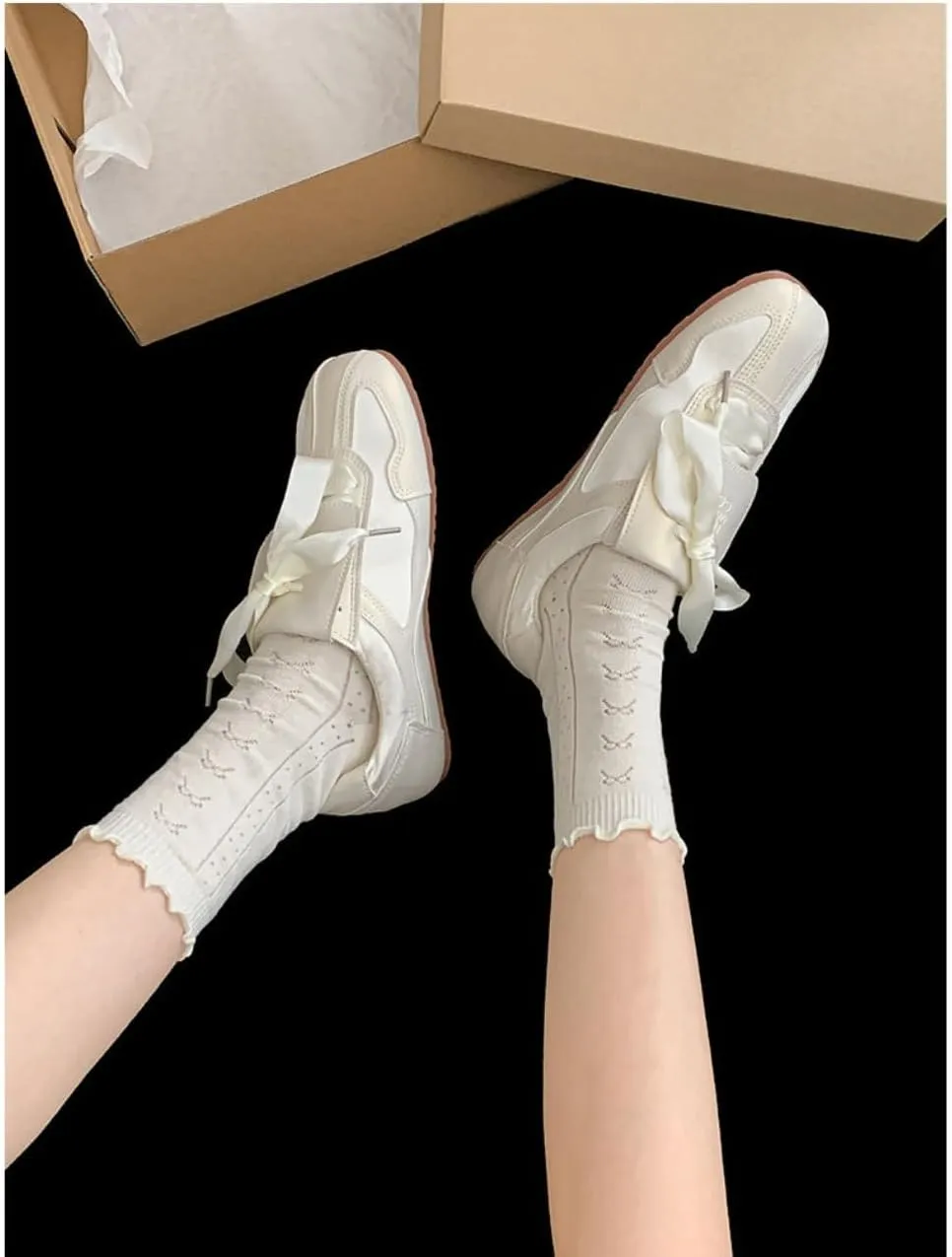 Sneakerina Satin Ballet Sneakers for Women Lace Up Ballerina Sneakers Flat No Slip Round Toes Kawaii Y2K Lightweight Breathable Comfort Dress Shoes Slip on Preppy Back to School Gifts for Girls Teens