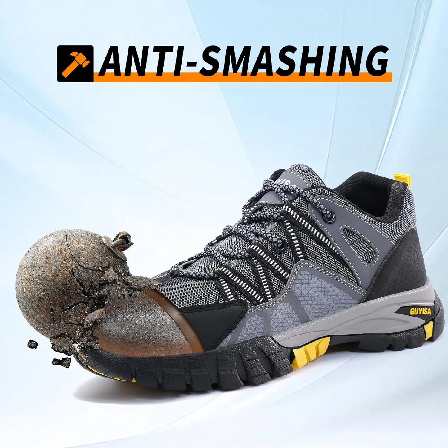Steel Toe Shoes for Men,Non Slip Lightweight Work Shoes,Construction Industrial Work Boots,Comfortable Breathable Safety Steel Toe Sneakers for Men.