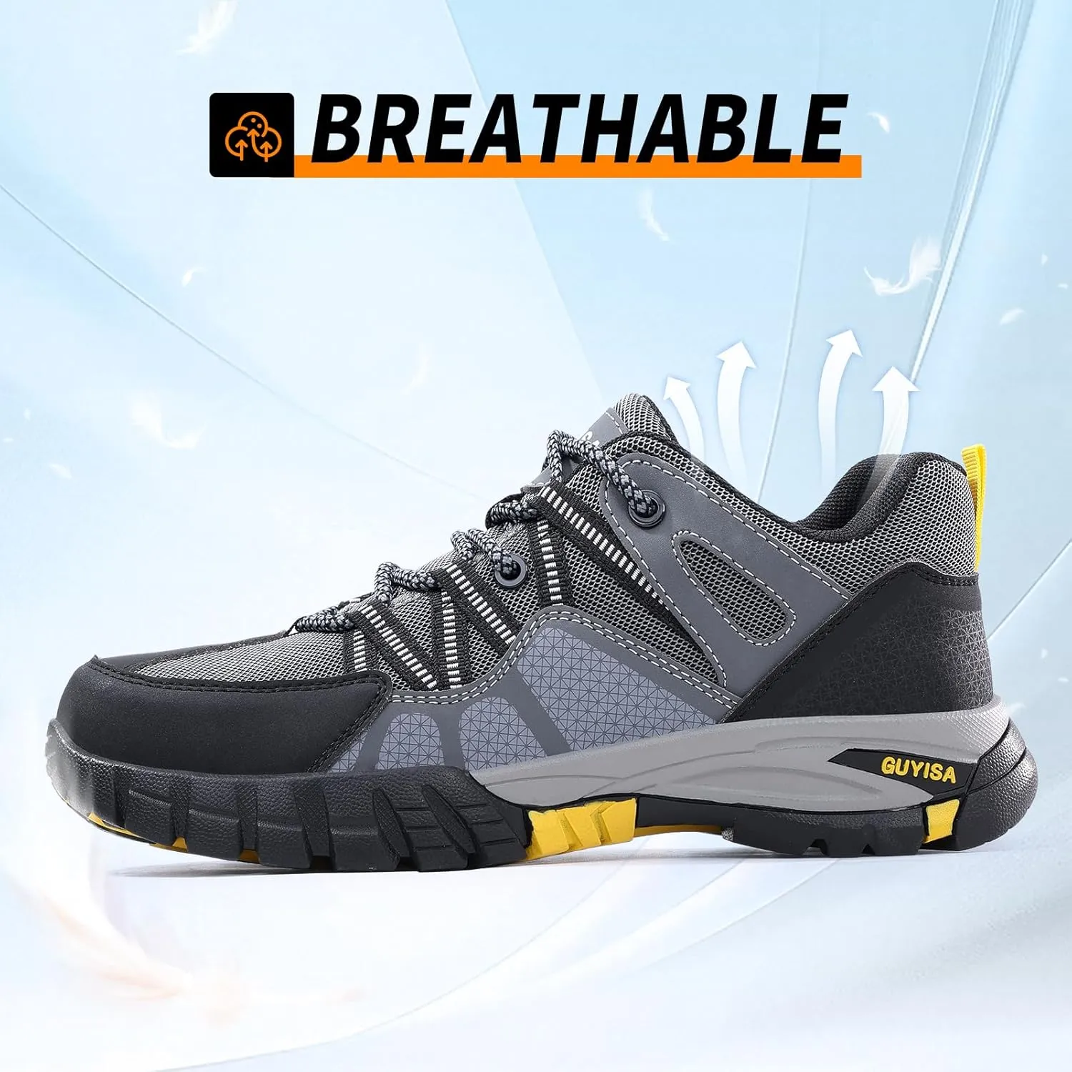 Steel Toe Shoes for Men,Non Slip Lightweight Work Shoes,Construction Industrial Work Boots,Comfortable Breathable Safety Steel Toe Sneakers for Men.