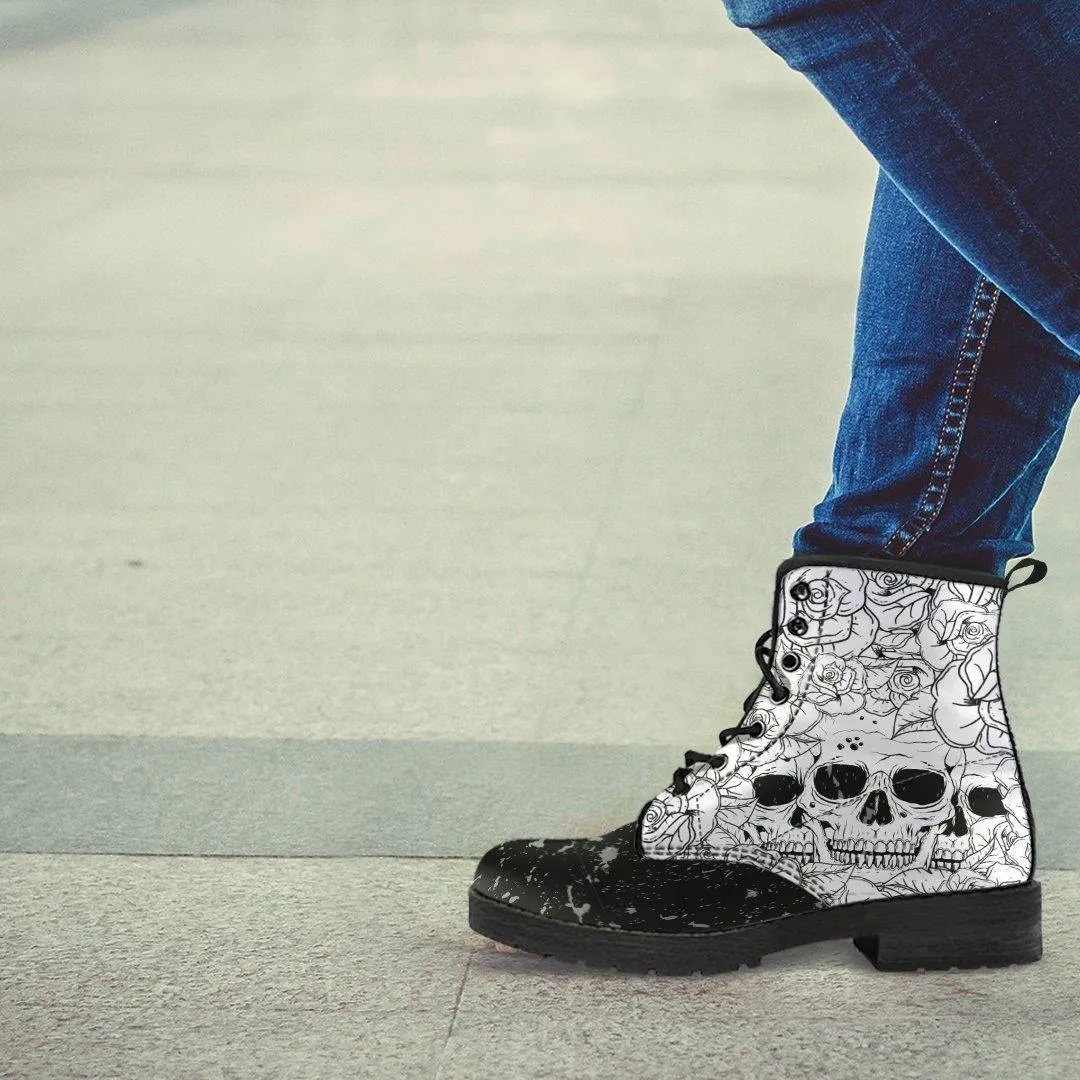 Vintage Floral Skull Boots