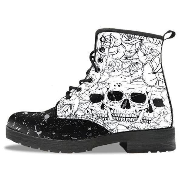Vintage Floral Skull Boots
