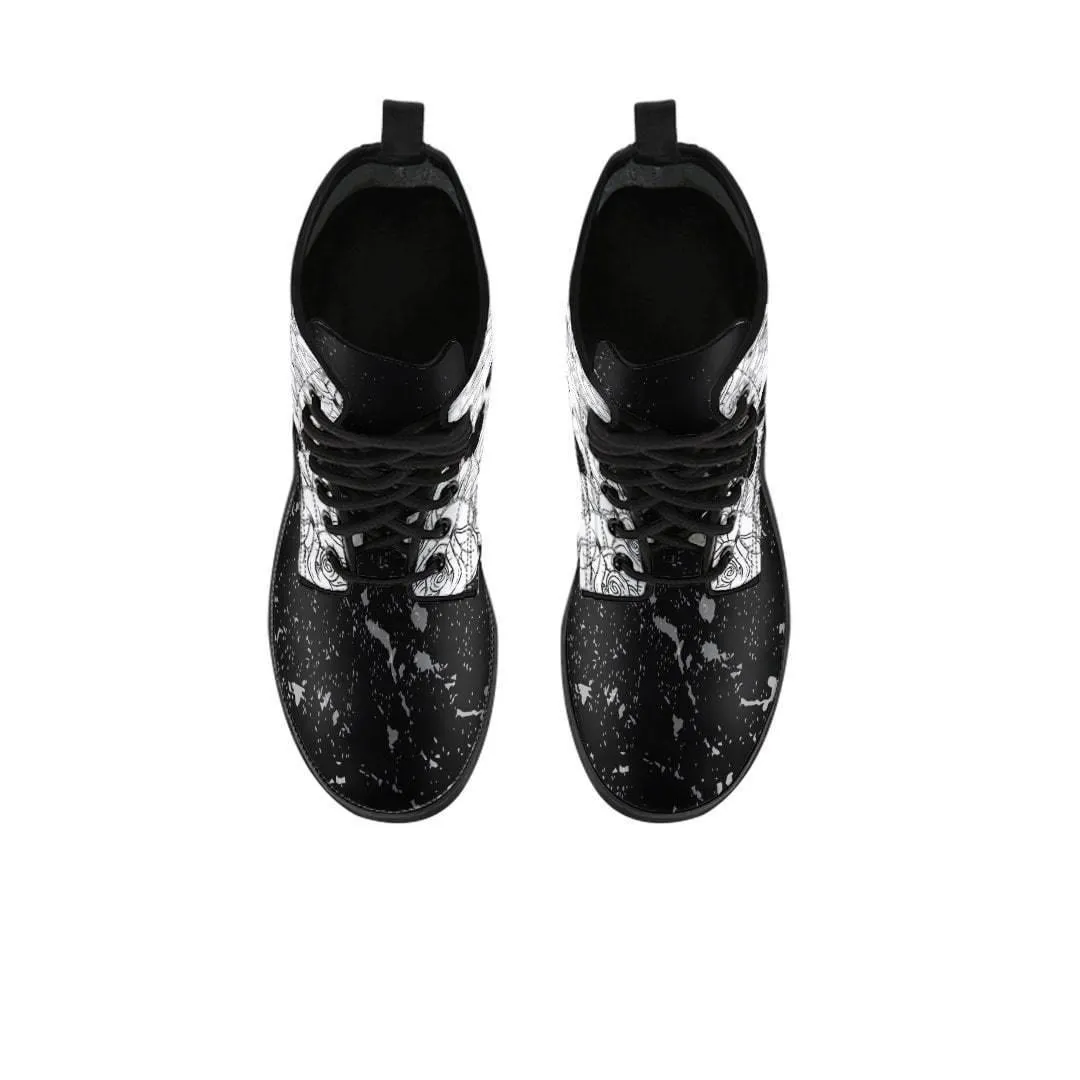 Vintage Floral Skull Boots