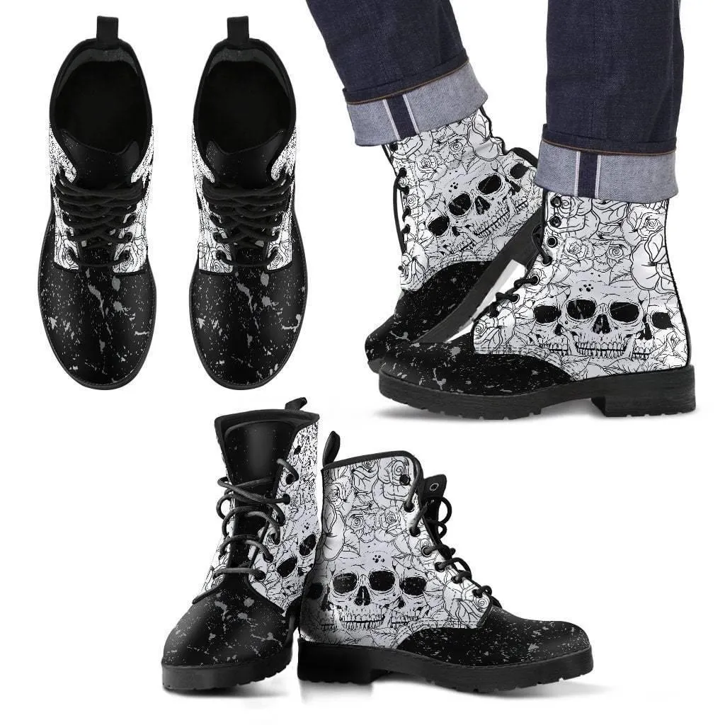 Vintage Floral Skull Boots