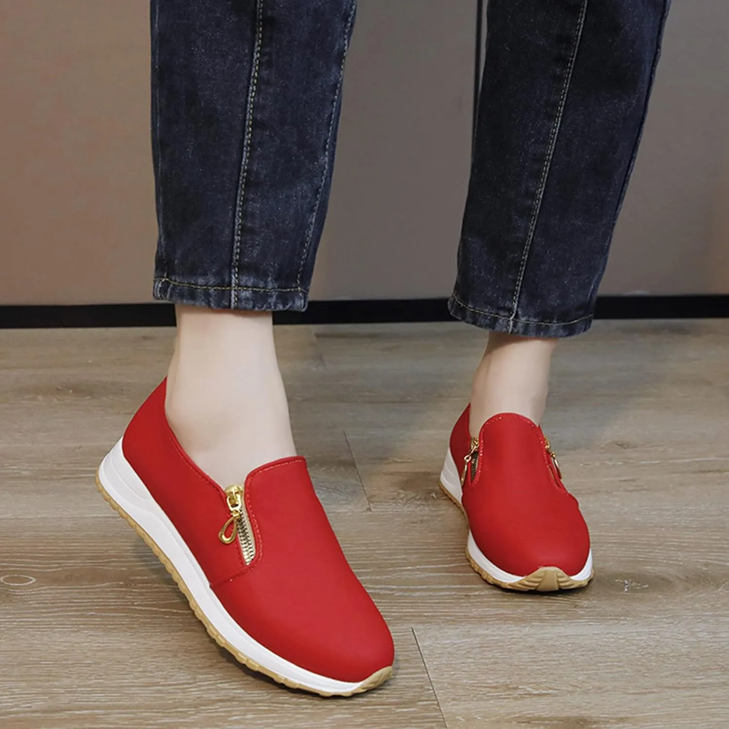 Womens Orthopedic Diabetic Shoes Slip On Walking Sneakers with Arch Support Comfortable Casual Loafers Plantar Fasciitis Relief Foot Heel Pain