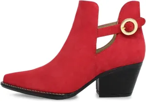 YDN Women's Closed Almond Toe Ankle Booties Chunky Block Low Heels Chic Cutout Buckled Strap Short Boots Shoes Size 4-16 US